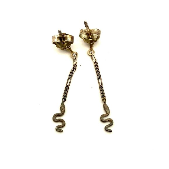 VTG Estate‎ Sterling Silver Long Dangle Drop Pierced Snake Earrings! 188 - Picture 6 of 6
